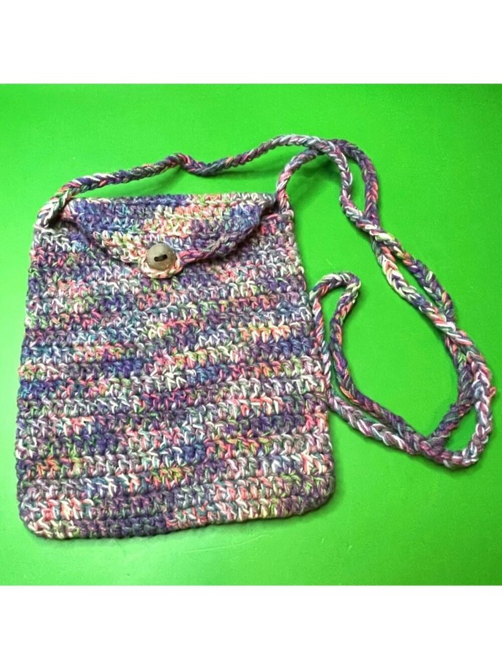 Gypsy Rose Handmade Crochet Purse Multicolor Purple Cotton Nepal Boho Hippie Bag